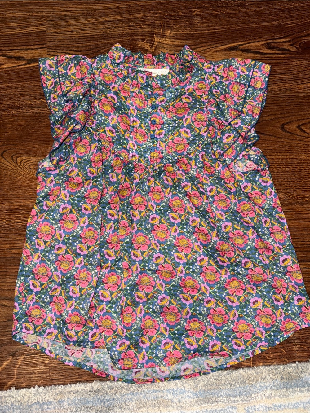 MELISSA NEPTON Pink Floral Ruffle Cap-Sleeve Blouse